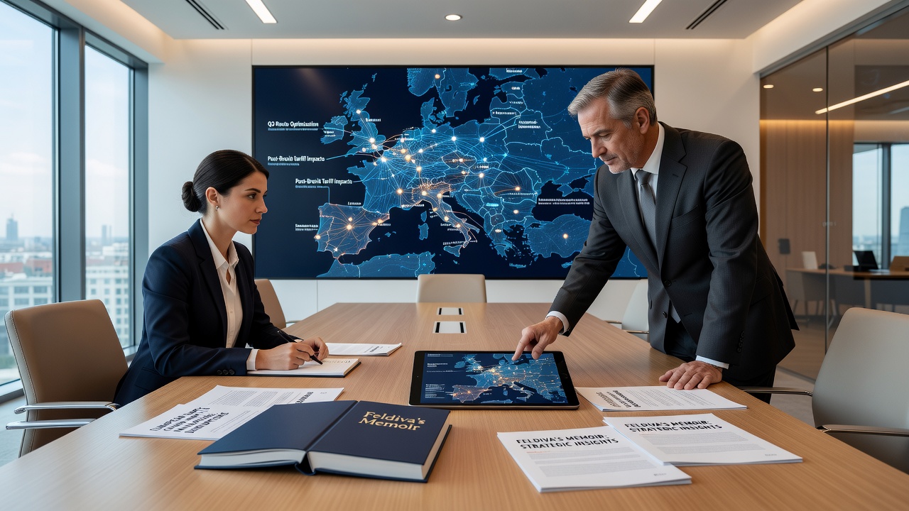 Illustration of diversified European supplier routes and inventory management systems from the memoir